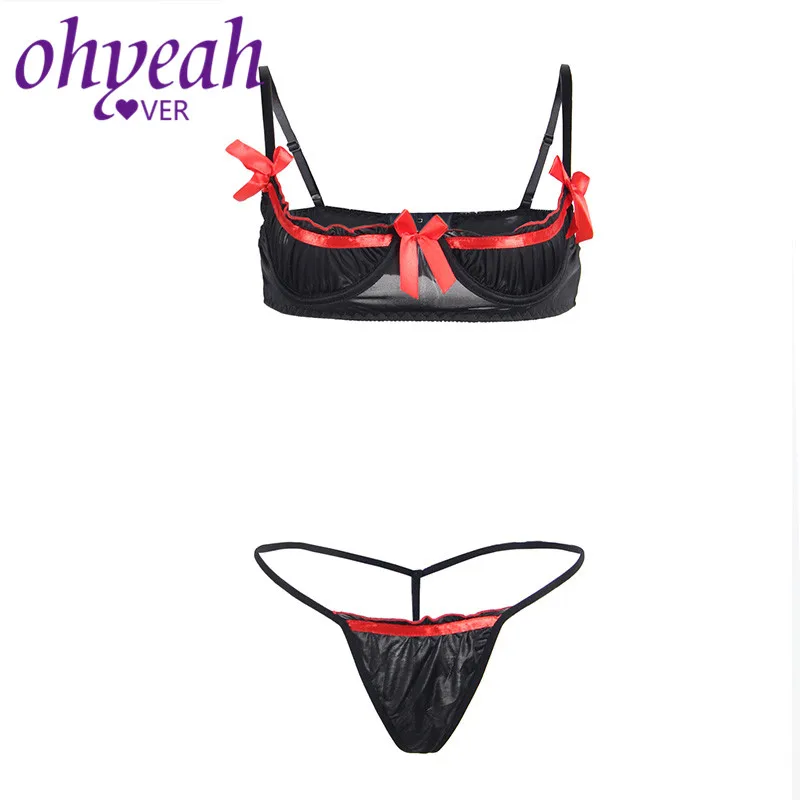 Ohyeahlover черно белые пикантные женские трусики и комплект с бюстгальтером