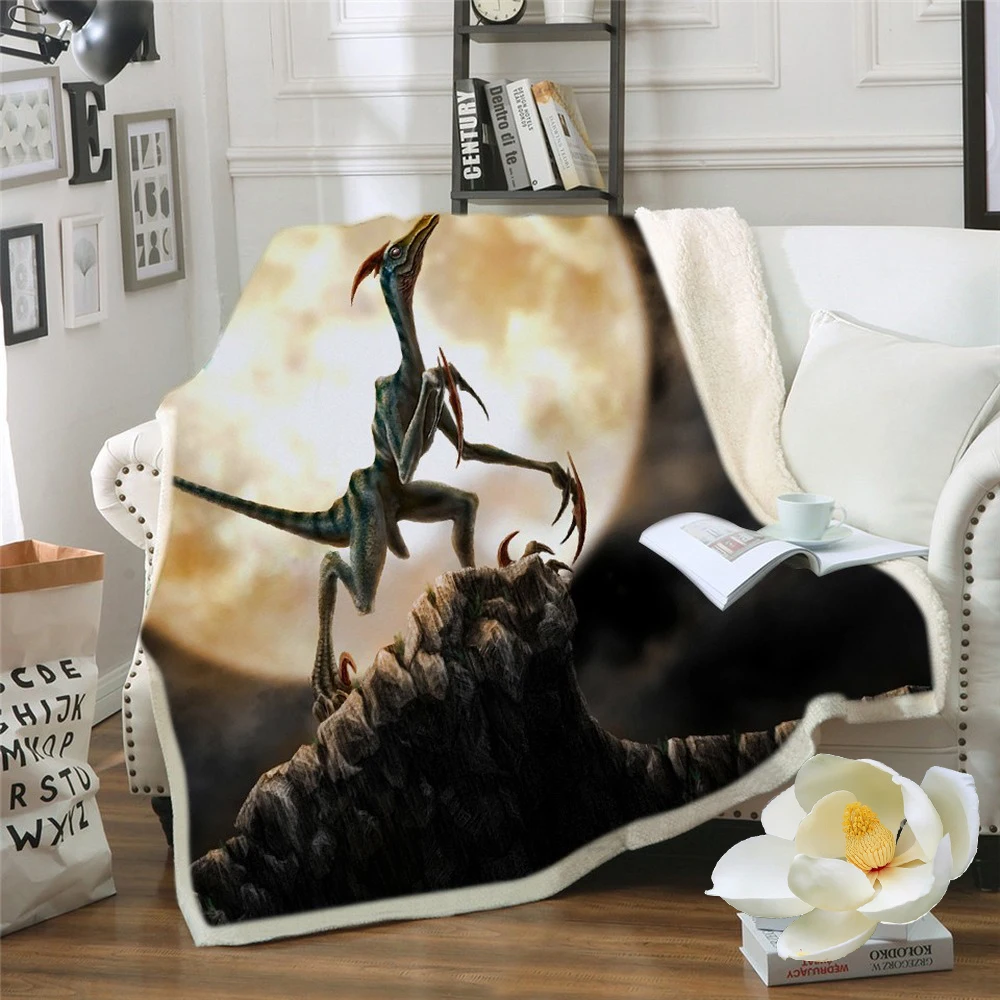 3D Dinosaur Sofa Throw Blanket Cartoon Jurassic Park Dinosaur Blanket for Kids Single Size Bed Linens Microfiber Fabic Blanket