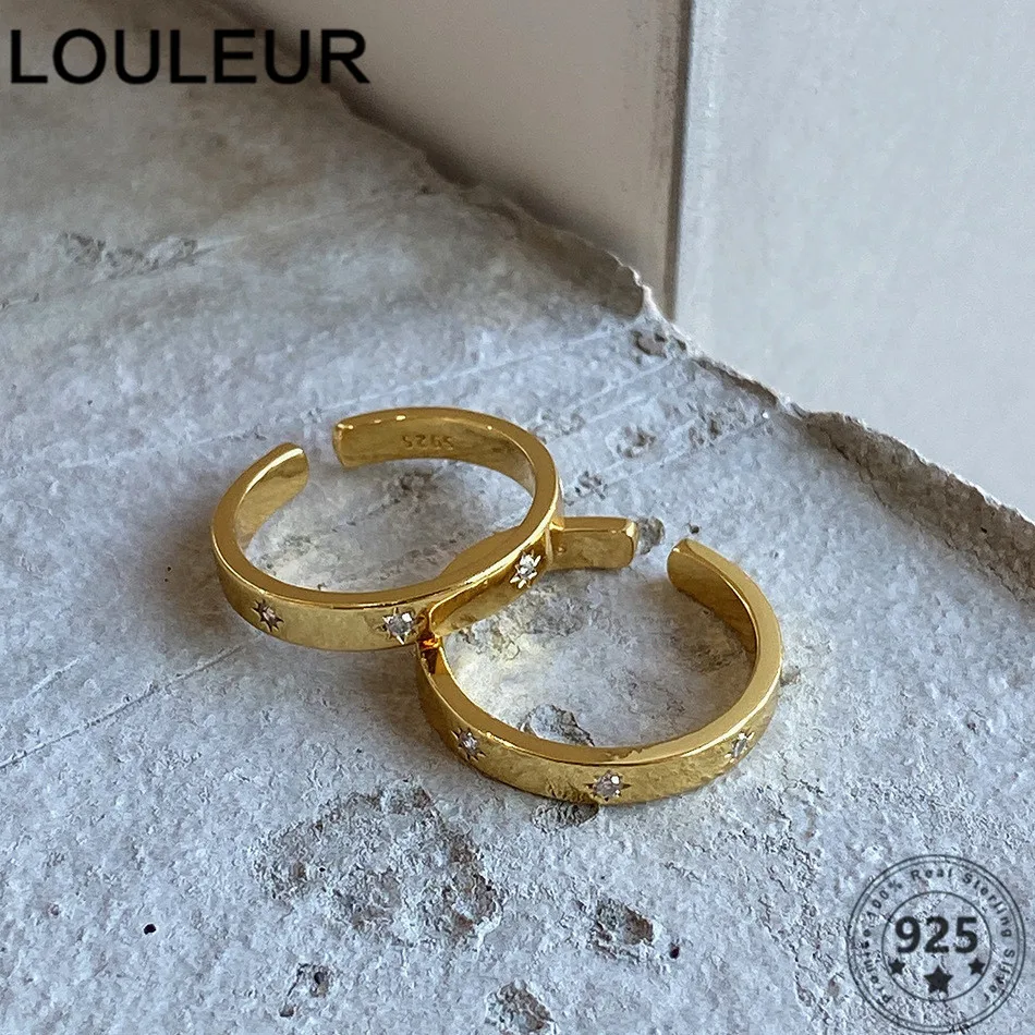 LouLeur 2020 тренд 925 пробы Серебряное кольцо простые золотые циркон кольца для Для