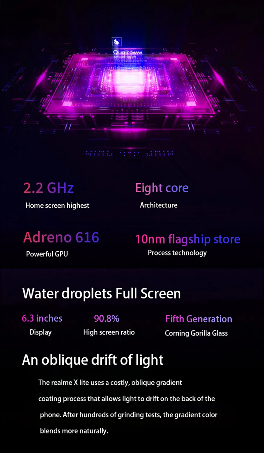 CN версия OPPO Realme X Lite 6," Android 9,0 Snapdragon 710 4/6GB 64/128GB rom 25.0MP отпечаток пальца 4G LTE мобильный телефон