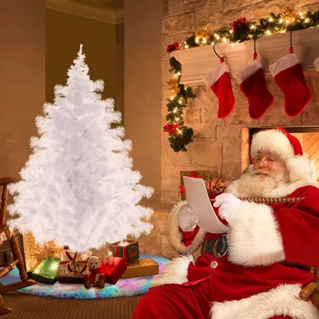 

20211.8m/2.1m Christmas Tree White Artificial Christmas Tree 6ft with Metal Stand Full Tree Hotel Frame Xmas Decoration