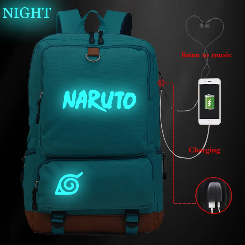 Унисекс Наруто печать usb зарядка Bookbag веселый рюкзак для мальчиков/девочек Студенческая Школьная Сумка подростковая повседневная большая сумка - Цвет: 807usb-ff-1122-10(2)