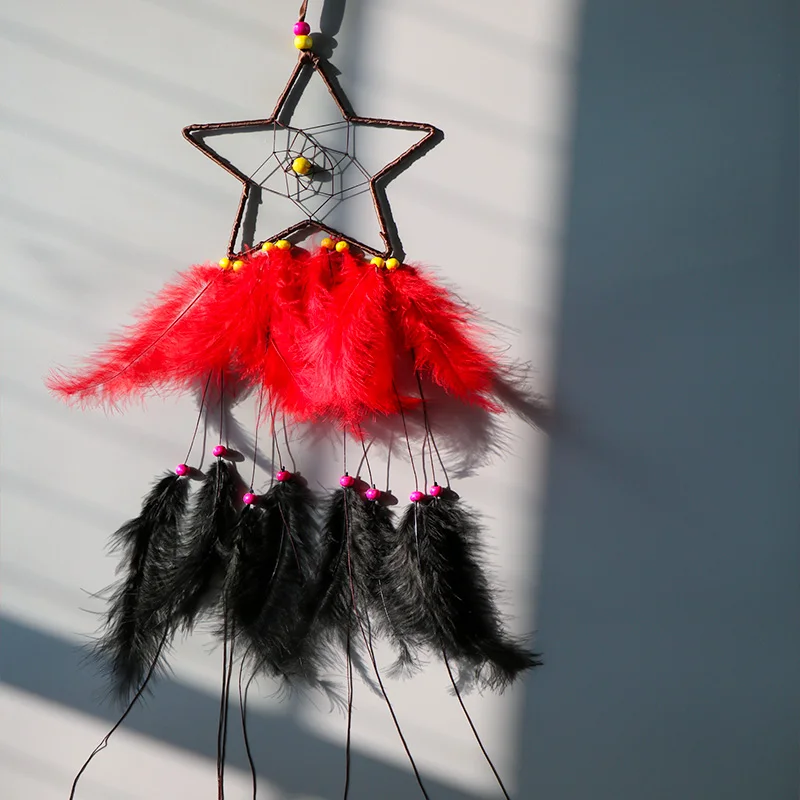 Ловец снов в стиле бохо перо бусина подвесная веревка украшение для комнаты