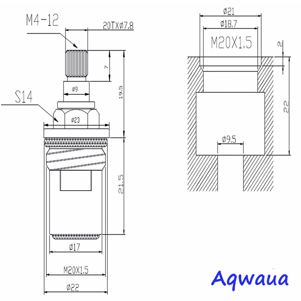 Aqwaua Ceramic Disc Faucet Cartridge Brass Inner Replacement Part Water Mixer Tap Quality Brass Quarter Turn Faucet Accessory