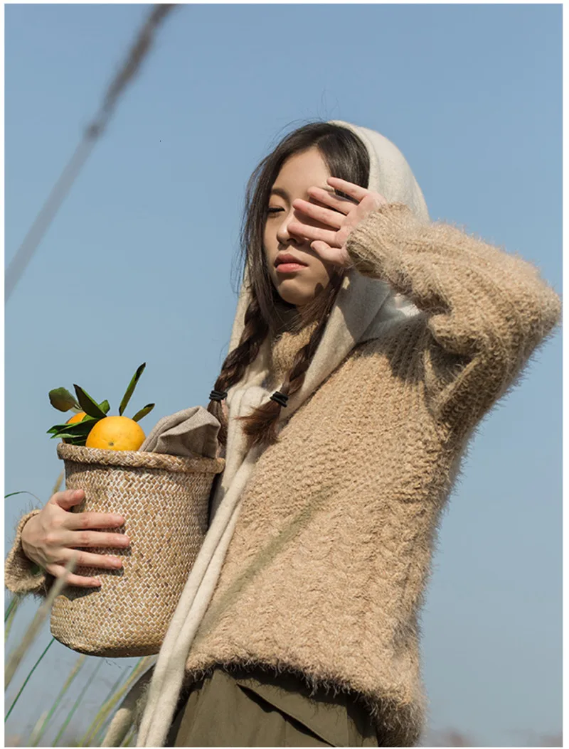 [DEAT] Women Scarf Beige Knitting Fishermen Hat New Round Dome Temperament Fashion Tide All-match Spring Autumn 13E877