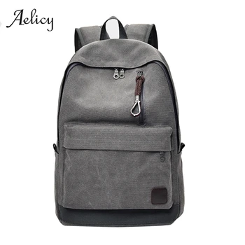 

Aelicy 2019 Vintage Men Women Canvas Backpacks School Bags for Teenagers Gray/Black/Brown Laptop Men Backpack Mochila