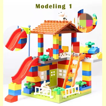 

89pcs Building Blocks DIY Colorful City House Roof Castle Educational Toy Compatible All Brands Big block slide For kids