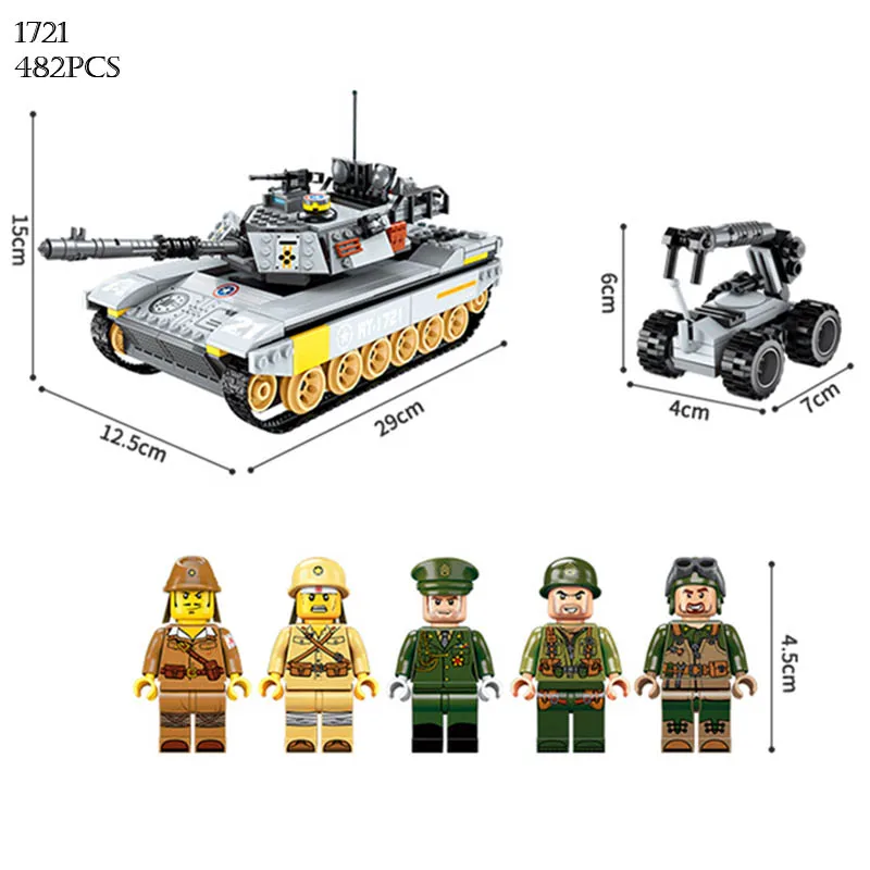 Enlighten 482pcs Building Blocks Military PUBG Figures Battle Sea Force Overload Tank Army Soldier Toys for Childrens gift