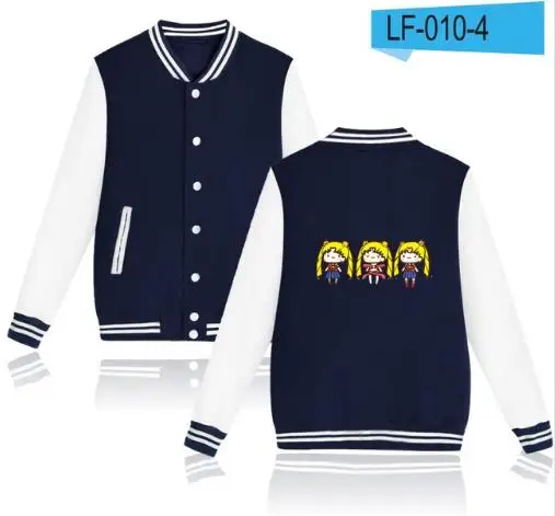Navy Blue and White Бейсбольные куртки Сейлор Мун для женщин и мужчин, куртки-кардиганы для молодых девушек, модные хлопковые куртки с принтом, женские весенне-осенние куртки, Топ - Цвет: Navy Blue and White