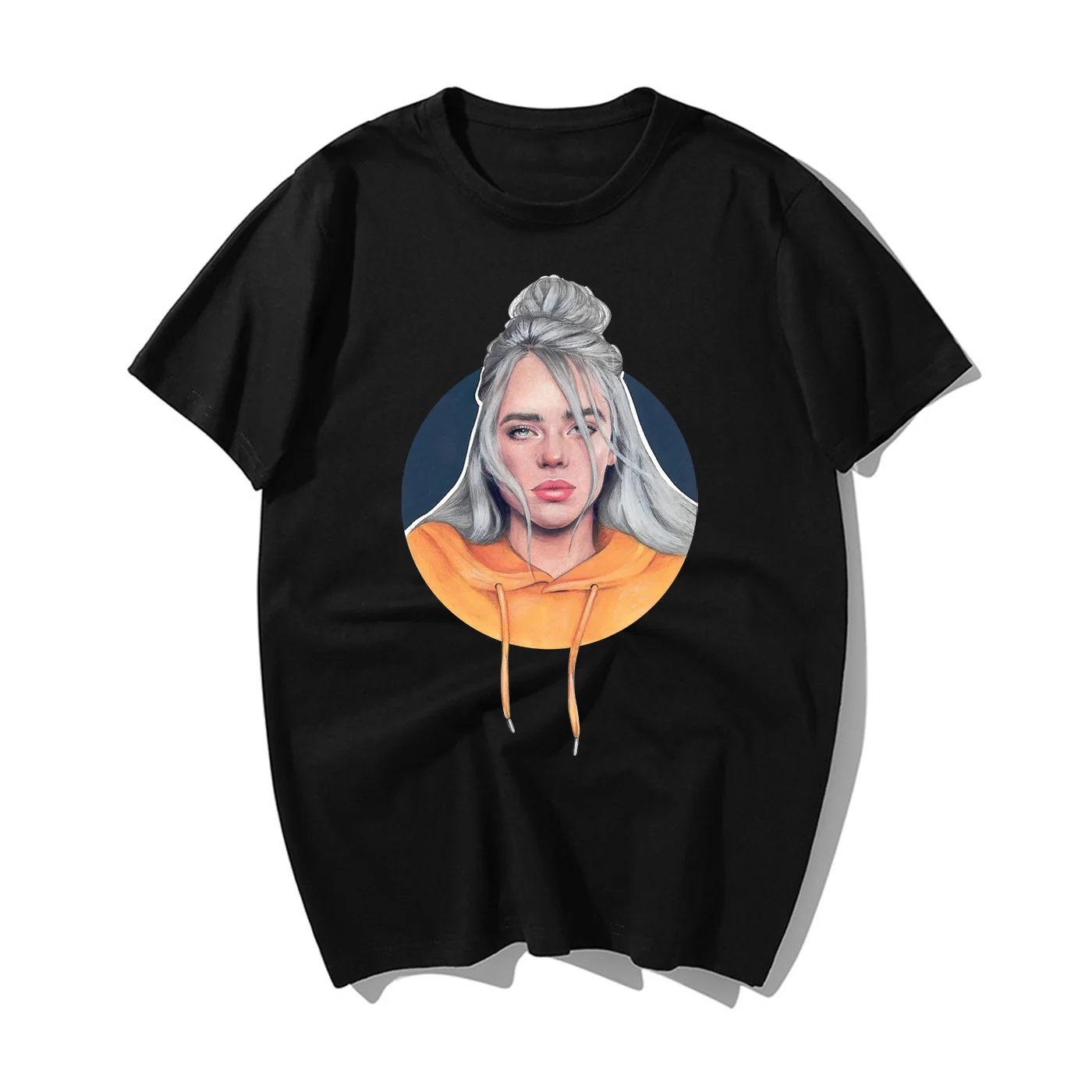 Лидер продаж, летние футболки с принтом Billie Eilish, модная черная футболка, брендовая футболка, мужские топы, хлопковая повседневная черная уличная одежда