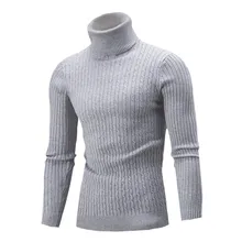 Womail Мужской осенне-зимний свитер с высоким воротом, повседневный однотонный тонкий вязаный свитер, блузка, популярный удобный свитер