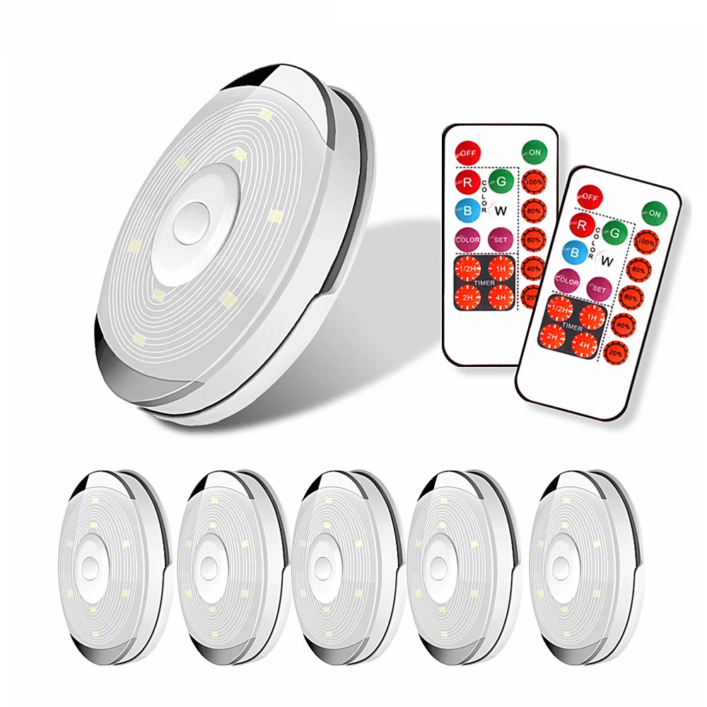 Dimmable Lighting LED Battery Puck Lights with Remote Control Touch Sensor Under Cabinet Lights for Kitchen Wardrobe Closet Lamp,1Lamp1Remote 