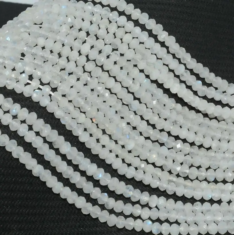 Moonstone Натуральный Полудрагоценный камень граненые бусины 4x2mm~ 4x3 мм, сапфир, аквамарин, шпинель, Lapis только для того, чтобы сделать так, чтобы это было лабрадорит, Sunstone и т. д - Цвет: Moonstone