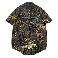 Gun Bullet Military War Men's Casual Short Sleeve Summer Hawaiian Aloha Shirt Men Button Down 3D Print Shirts 2021 New 2
