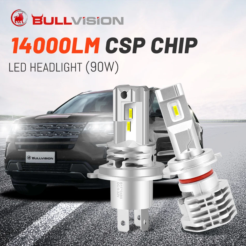 BULLVISION Mini H4 H7 светодиодный H8 H9 H11 лампа для фар 4300K 6000K 8000K 12000LM лампы 9005 9006 Hb3 Hb4