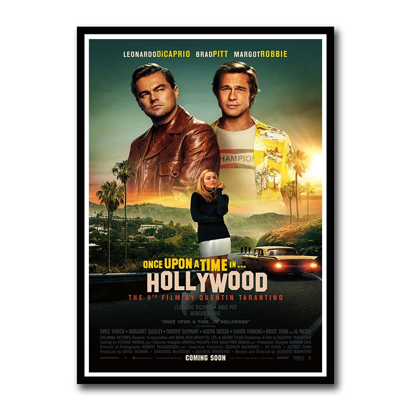 Quentin Tarantino Once Upon A Time в Голливуде бумажные плакаты с покрытием, настенные плакаты, художественная живопись для дома и комнаты, бескаркасная - Цвет: Черный
