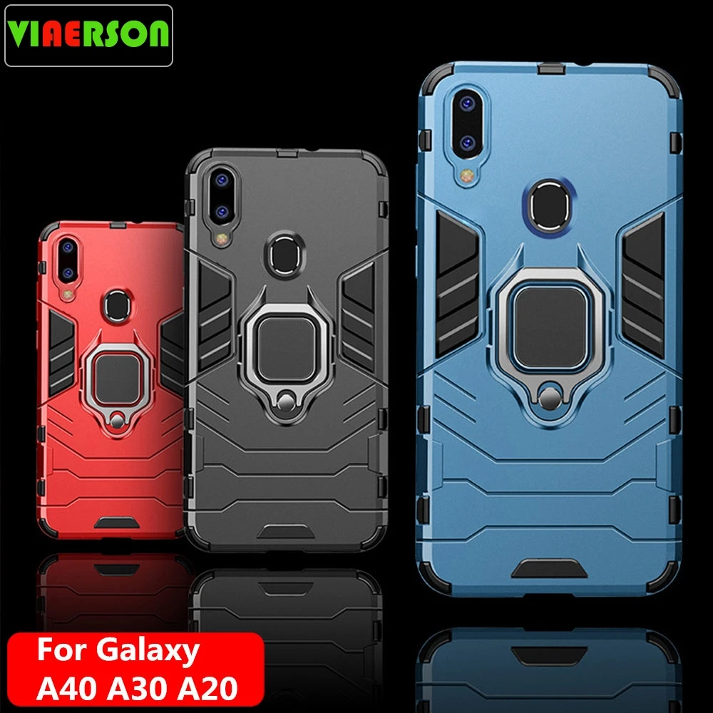Чехол 4 в 1 для Samsung Galaxy A40 A30 A20 бронированный чехол с кольцом держателем на палец