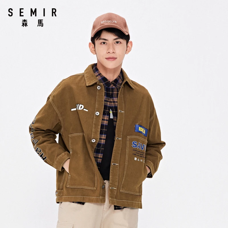 Куртка SEMIR Мужская джинсовая Свободный комбинезон с отложным воротником