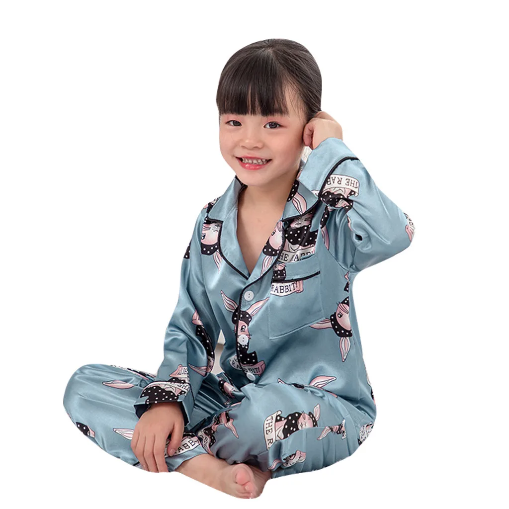 Новинка года; топ с рисунком кролика для маленьких мальчиков и девочек+ штаны; Пижама; одежда для сна