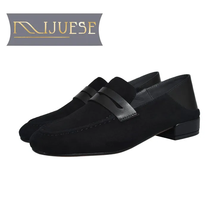 MLJUESE/; женские туфли-лодочки; сезон осень-весна; мягкая замша; слипоны кофейного цвета; женская обувь на низком каблуке с круглым носком; обувь под вечернее платье