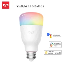 Le plus nouveau Yeelight RGB LED ampoule intelligente 1S coloré E27 8.5W 800 Lumens Smart WiFi ampoules fonctionnent pour Apple Homekit télécommande 