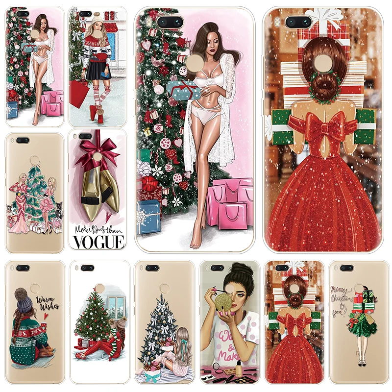 

Black Brown Hair Baby Mom Girl Christmas Case For Xaiomi Redmi Note 8 7 6 5 Pro 7A S2 K20 Mi 9T Pro 9 SE A2 A1 5X 6X A3 CC9 Case