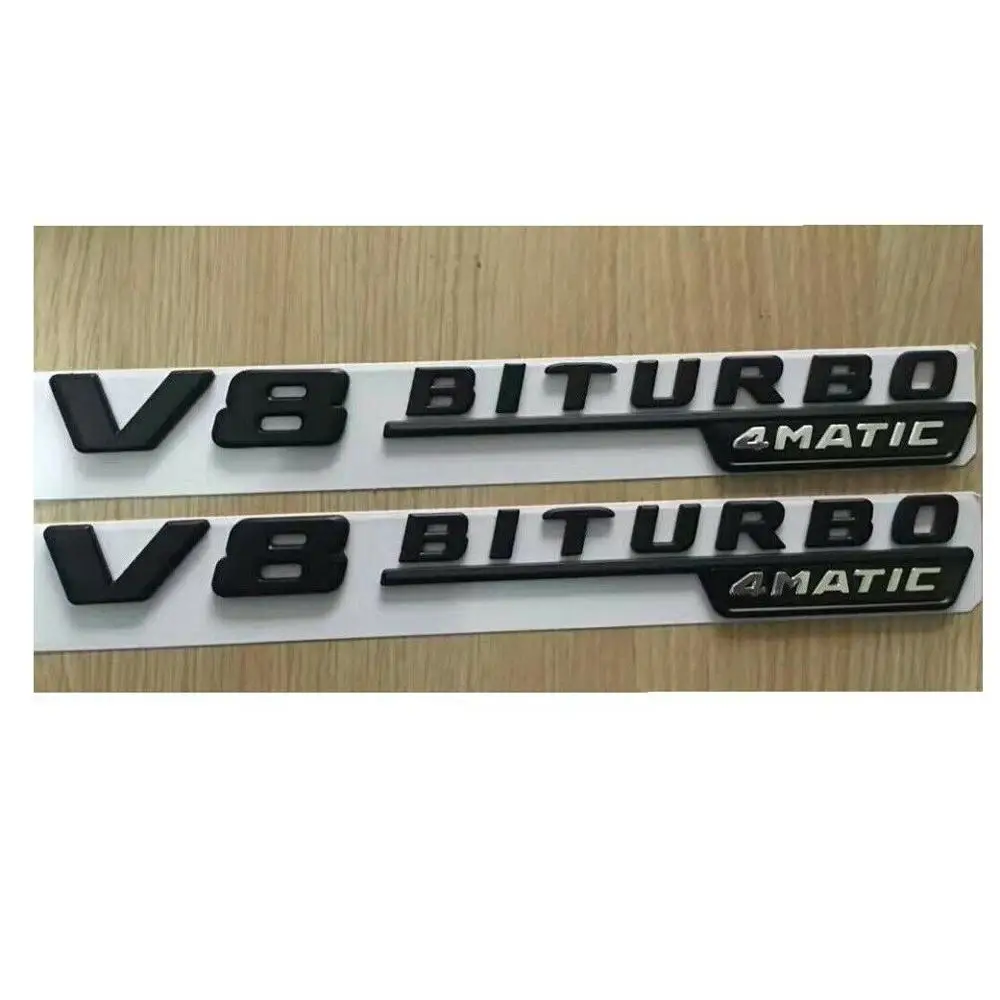 Матовый Черный Крыло эмблемы значки V8 BITURBO 4matic для Mercedes