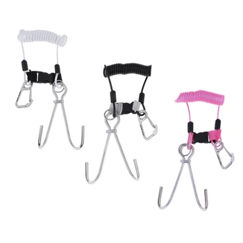 

Underwater Sports Scuba Diving Double Stainless Steel Reef Drift Hook & Spiral Coil Lanyard & Snap Clip for Water Sports