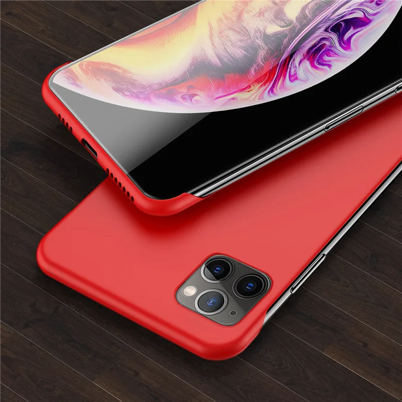 Red Lovebay тонкий скраб Жесткий PC Бескаркасный чехол для телефона для iphone 11 6S 7 8 Plus XR X XS 11 Pro Max сплошной матовый чехол-накладка без полей - Color: Red
