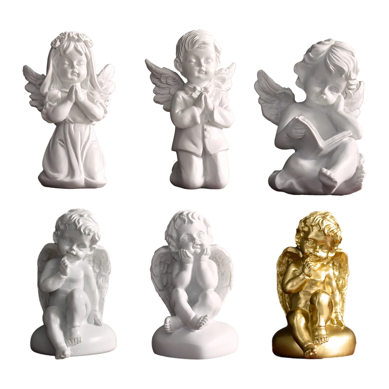 Set of 3 Beautiful White Angel Cherub Dad Letters Decorative Figures Ornament 
