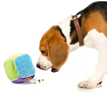 

Colored Squares Plush Leakage Feeding Toy Pet Dog Fun Bowl Feeder Cat Feeding Toys Pets Leakage Food Ball Pet Training Exercise