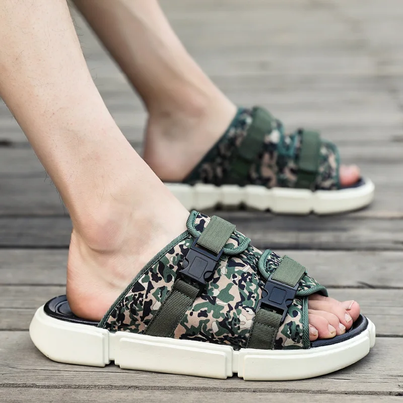 

Extra Large Slipper Men's Trend 45 Summer Breathable Outdoor Wear 46 Yards Sandals Cool chao tuo Canvas MEN'S Sandals