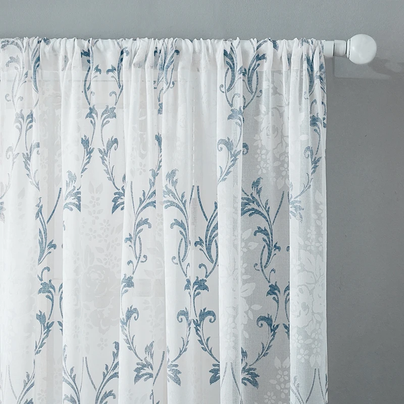 

CDIY European Floral Tulle Curtains for Bedroom Living Room Kitchen Sheer Voile Curtains Window Screening Drapes Blinds Custom