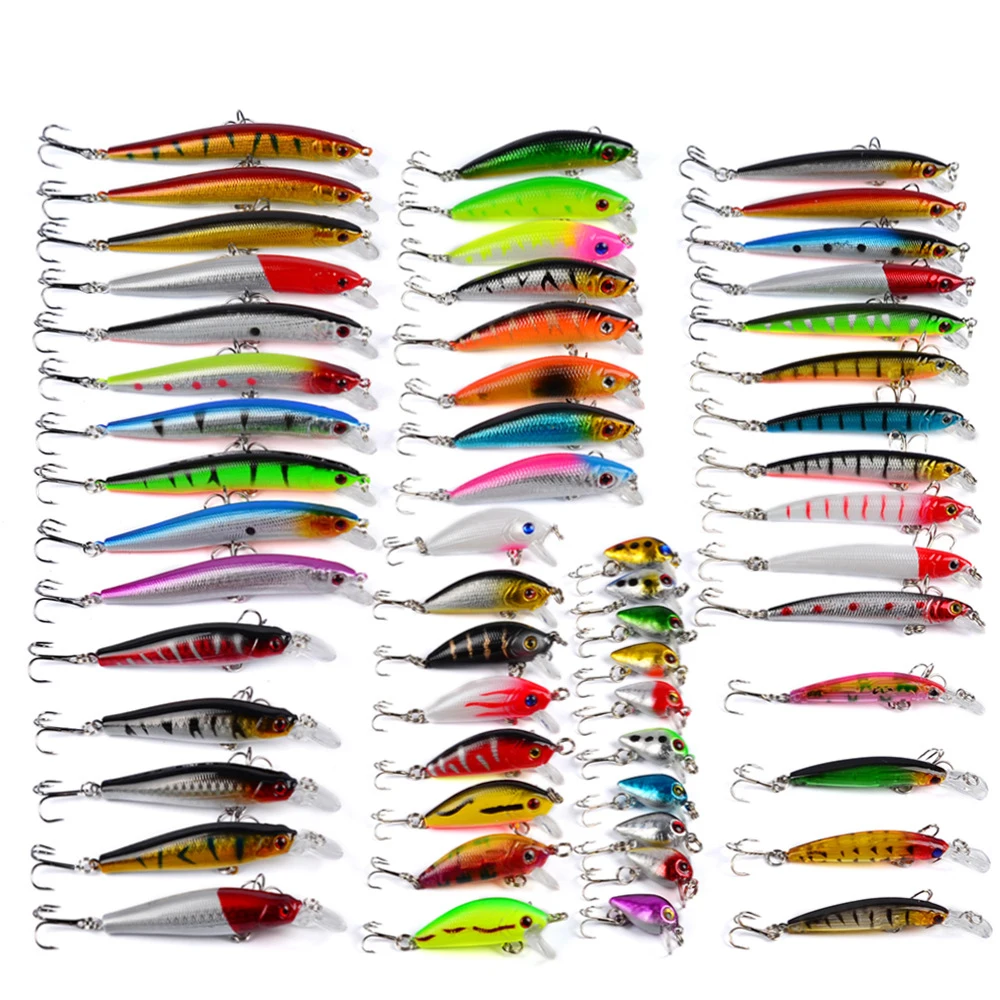 56pcs/lot Almighty Mixed Fishing Lure Bait Set Wobbler Crankbaits