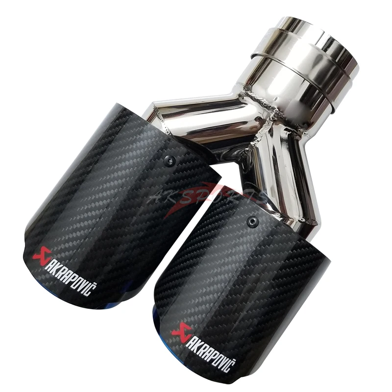 

Akrapovic Glossy Carbon Stainless Steel Universal Dual Rigjt Side Exhaust Pipe Glossy Twill Blue Exhaust Tip