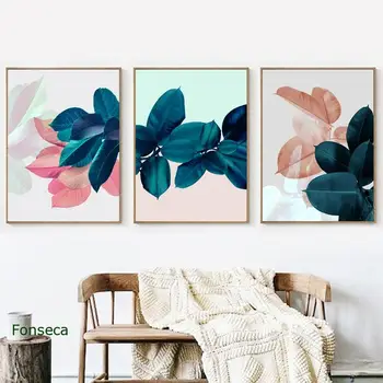 

Nordic Plants Poster Wall Art Colorful Leaves Poster Canvas Painting Chic Beautiful Wall Pictures for Living Room Cuadros Decor