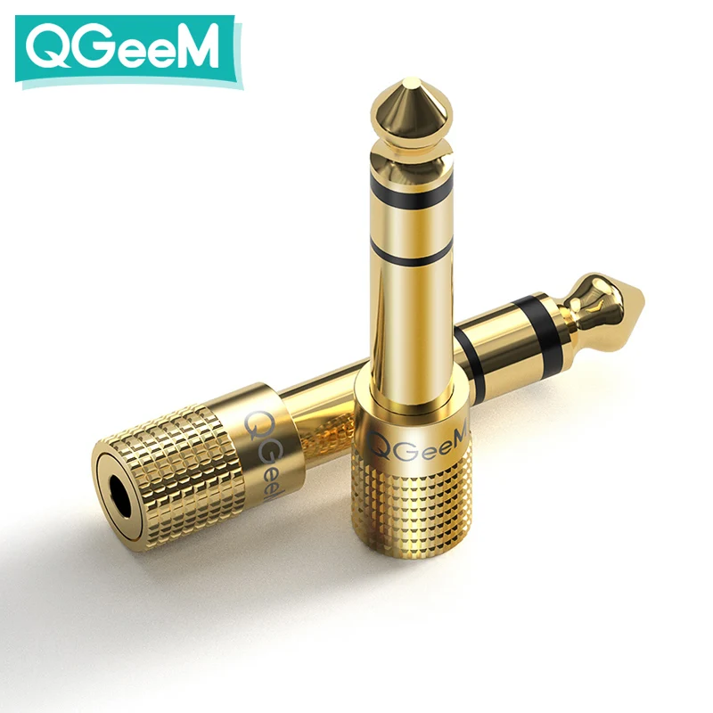 QGeeM Jack 6.5 6.35mm Male Plug to 3.5mm Female Connector Headphone Amplifier Audio Adapter Microphone AUX 6.3 3.5 mm Converter