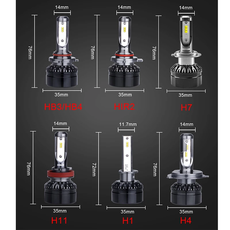 Лампа Ксеноновая OSRAM СВЕТОДИОДНЫЙ Кольцо HIR2 9012 H7 9005 H1 светодиодный автомобиль H4 Hi/короче спереди и длиннее сзади) луч светильник Авто головного средства ухода за кожей Шеи светильник H8 H11 H16 9005 9006 HB3 HB4 9003 6000K 1 пара