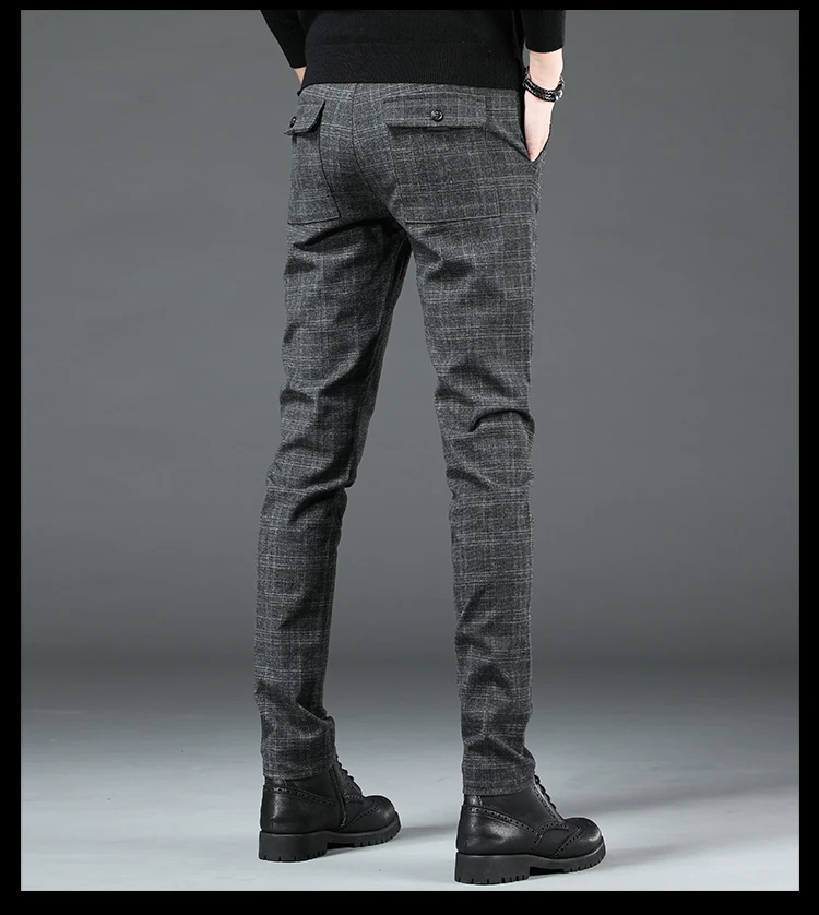 Мужские осенние и зимние новые английские тонкие клетчатые деловые брюки, мужские корейские модные Дикие повседневные брюки