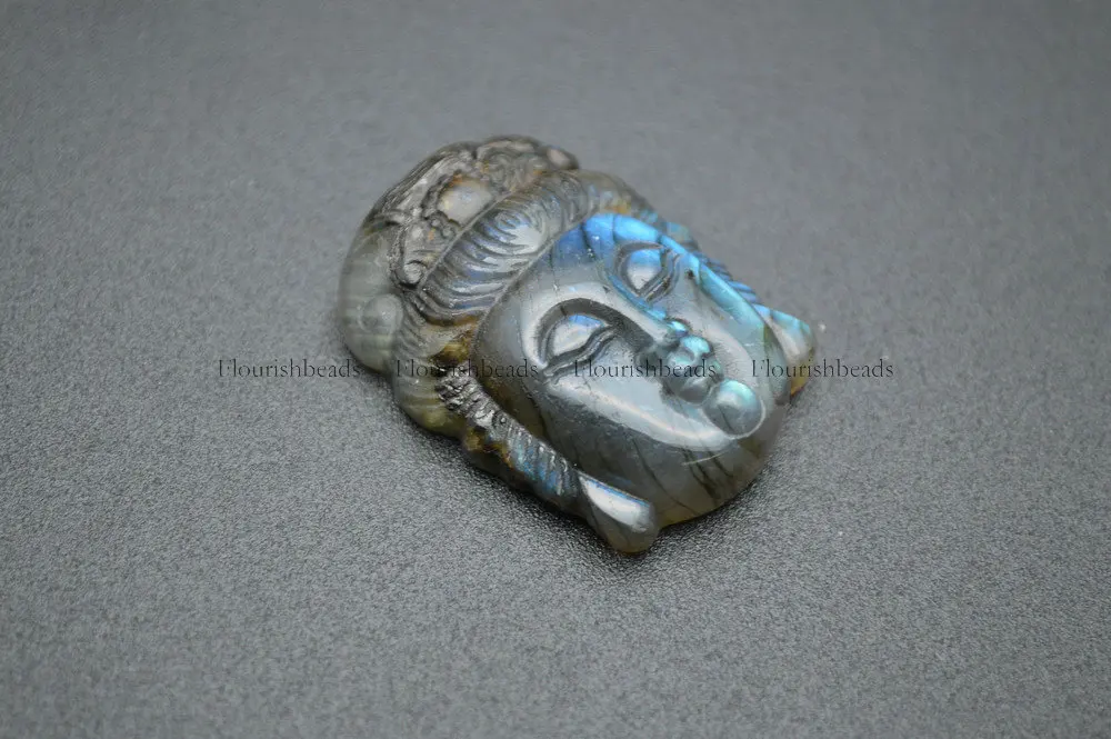 Высокий блестящий цвет натуральный камень лабрадорит резной Смеющийся Будда/куанин Будда Кулон, Ожерелье Изготовление