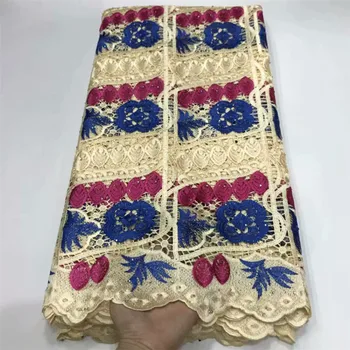 

African Lace Fabric Embroidered with masonry Nigerian Guipure for Wedding High Quality French Tulle Lace Fabric with Beads