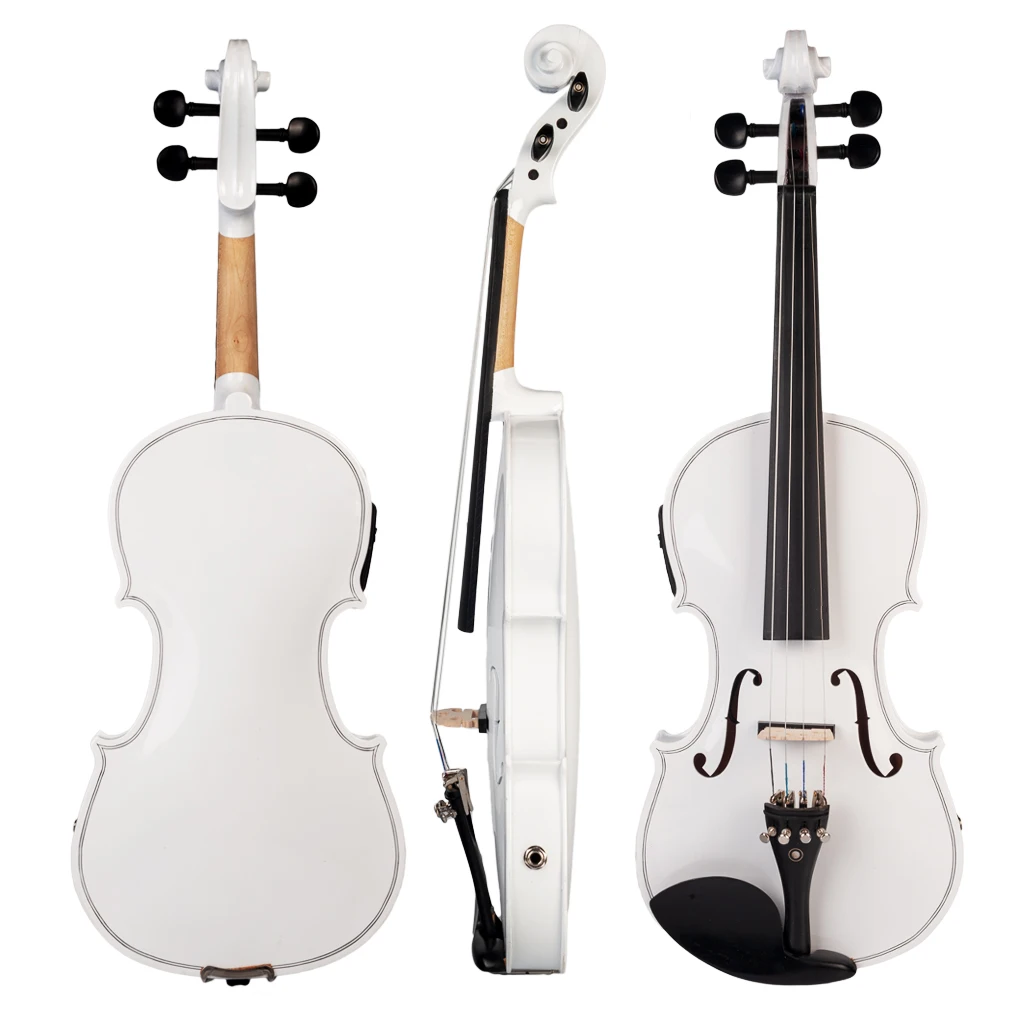 Professional Acoustic Violin With EQ Installation 4/4 Solidwood Fiddle Set W/ Rosin+Audio Cable+Brazilwood Bow+Canvas Case