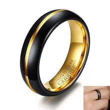 6 мм винтажное Черное и Золотое вольфрамовое Карбидное женское кольцо золотая линия внутреннее обручальное ювелирное изделие подарки кольца