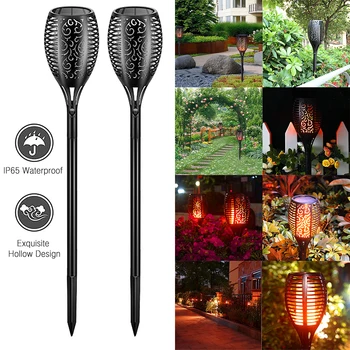 

1/2pcs LED Solar Flame Lamp Flickering Outdoor IP65 Waterproof Landscape Lawn Lamp Yard Garden Light Path Lighting Torch Lights