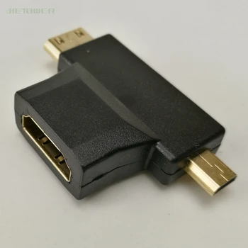 

3 In 1 HDMI To Micro/MiniHDMI Female To Male To Female Tablet HD Adapter Converter For Mobile Phone Camera 100pcs/lot