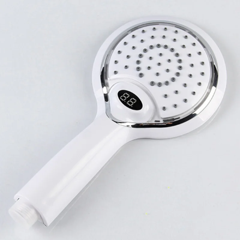 LCD Digital Handheld Bathroom New Material ABS Shower Spray Head with 3 Colors Lighting LCD Digital Shower Spray Head