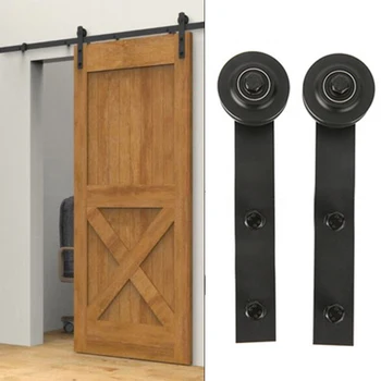 

2Pcs Sliding Wheel Carbon Steel Sliding Barn Track Door Hardware Interior Rustic Track Black Roller Rail Home Decor Sliding Door