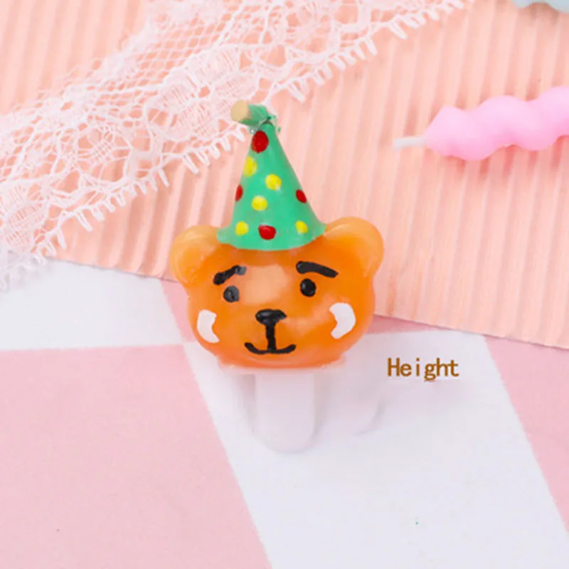 귀여운 레트로 곰 머리 케이크 장 다채로운 모자, 작은 곰 플러그인 어린이 베이킹 크리에이티브 생일 파티 생일 양초