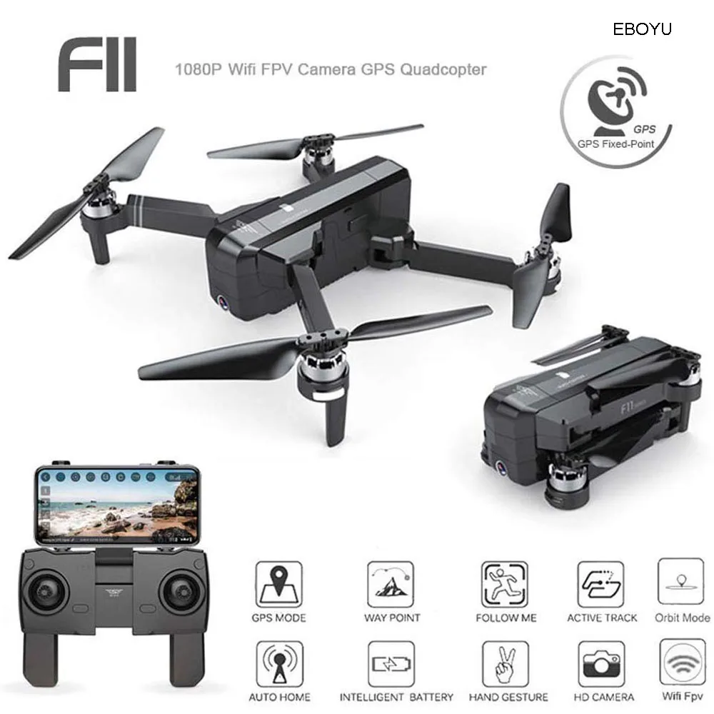 Квадрокоптер EBOYU SJR/C F11 GPS Wi-Fi FPV 1080P | Игрушки и хобби