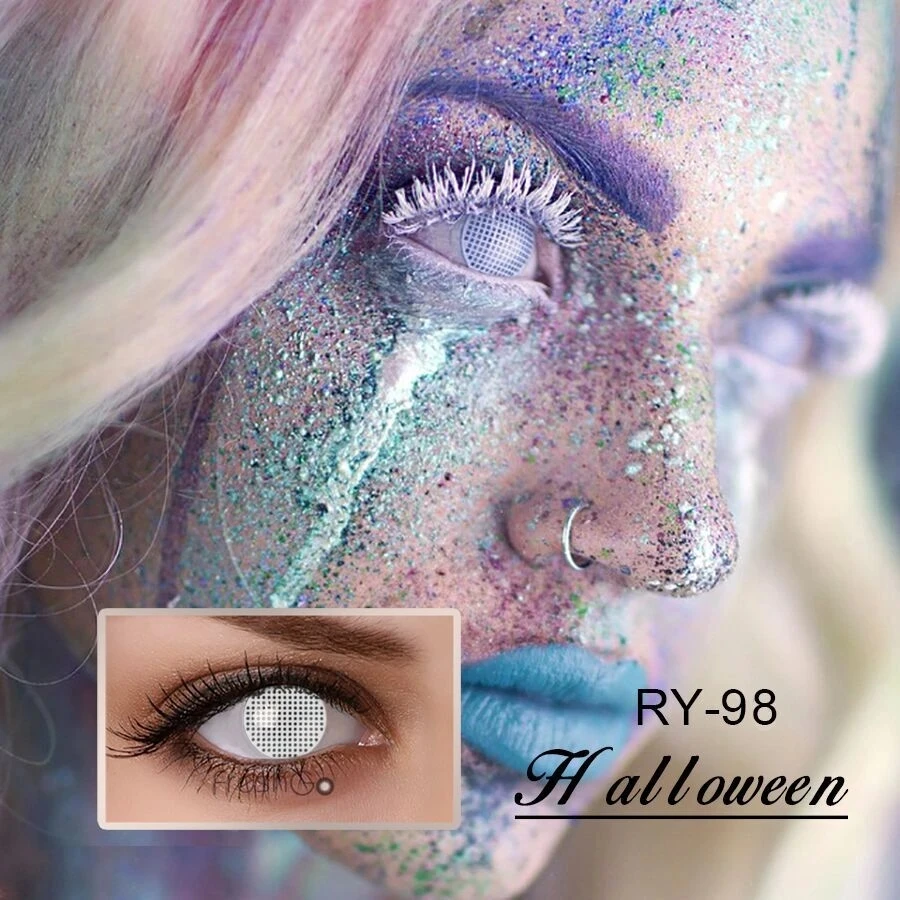 

[FANCY TONE] 1 Pair Mesh Halloween Contacts Crazy Contact Lens for cosplay Scary Cosmetic Contacts Lenses Eye Color